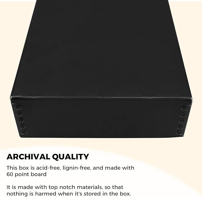 Golden State Art, Acid-Free Archival 8.5x11 Inches Metal Edge Drop Front Museum Photo Storage Box, Preserve Documents, Prints, Pictures, Photographs, Arts And Crafts, Black