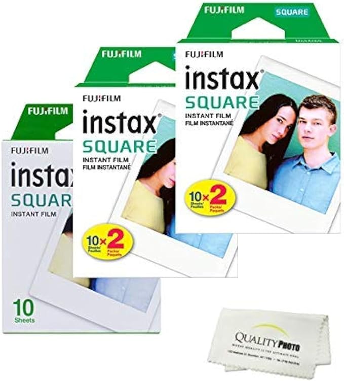 Fujifilm Instax Square Instant Film - 50 Exposures + Quality Photo Microfiber Cloth …