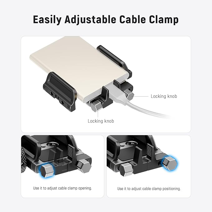 NEEWER Universal SSD Holder Mount Bracket with Cold Shoe/Cable Clamp, 1.6"-2.6" for T5 T7 T9 SSD, Compatible with SmallRig Cage for BMPCC 4K 6K, 15 Pro/15 Pro Max Phone Cage, UA059
