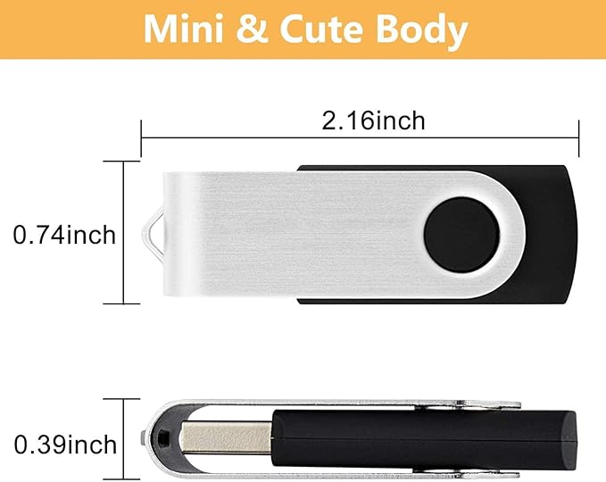 Generic 10 Pack 32GB USB Flash Drive, Thumb Drives Memory Stick Swivel Jump Drive for Home & Office Use (10Pack Black, 32GB)
