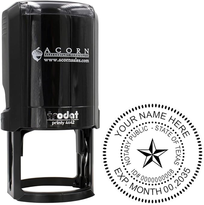 Notary Supply Texas - Self Inking Stamps, Notary Kit Includes: Round Notary Stamp, Notarial Record Book, Notary Public Acknowledgement Stamp, Press and Print Stampers, Your Choice 11 Ink Colors