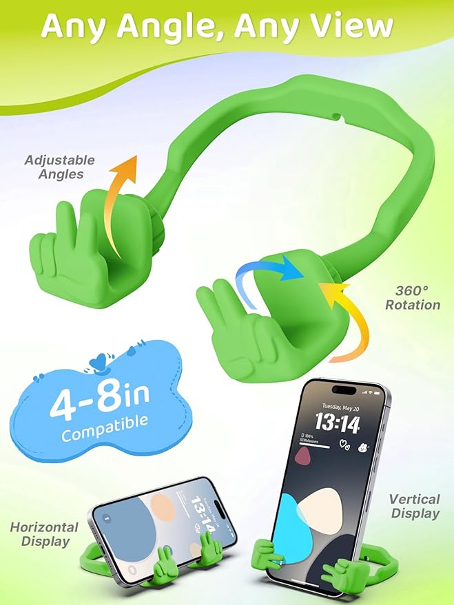 Easter Basket Stuffers Essentials for Teens Girls Boys Kids Cell Phone Stand: Upgrade Adjustable Peace Sign Thumbs Lazy Phone Holder for Desk Cool Gadgets Fun Easter Gifts for Adults Women Teenagers