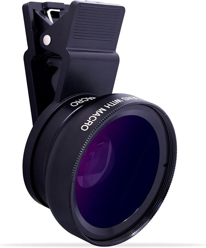 LensXpert® Universal 2-in-1 Cell Phone Camera Lens Kit: 0.45X Super Wide Angle & 12.5X Macro Lens, Clip-On Attachment for iPhone, Samsung, Android Smartphones – Capture Stunning Photos Anywhere