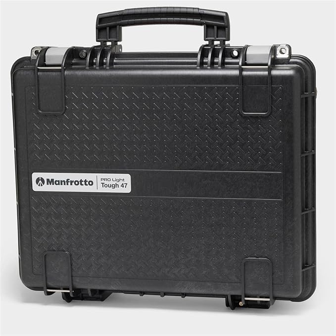 Manfrotto PRO Light Tough 47F, Hard Case for Camera, Photography and Videography Suitcase, Hand Luggage Size, Padded Case with Airtight Closure and Pre-Cubed Sponge, IP67, Dustproof, Waterproof