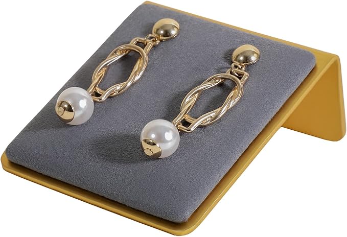 GemeShou Velvet earrings holder for girls, Grey earring organizer board, Gold earring stand display for selling【Grey】