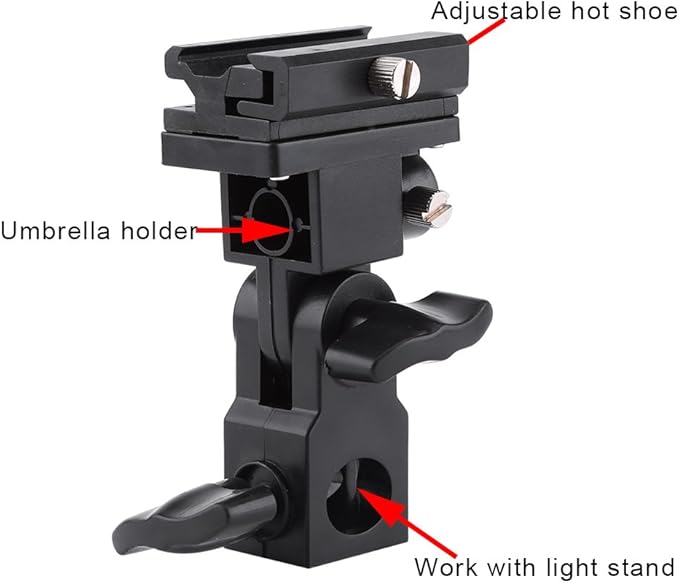 2PCS Camera Flash Mount, Light Stand Bracket Flash Umbrella Holder 180° Hot Shoe Mounting Bracket Lightweight for Photo Video Photography