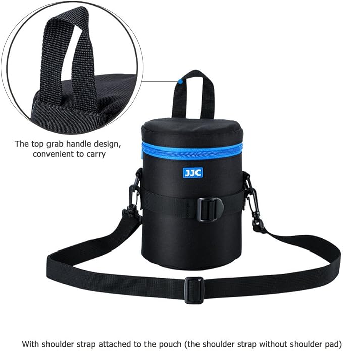 JJC Deluxe Lens Case Pouch Bag for Canon EF 24-70mm f2.8L USM/EF 50mm f1.2L USM/EF 85mm f1.2L II USM, Tamron SP 70-300mm f4-5.6 A005, Sigma APO DG 70-300mm f4-5.6 & More Lens below 3.9" x 6.5"(D x L)