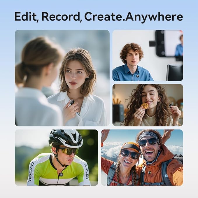 1MORE Mini Wireless Microphone (2 TX + 2 RX), Wireless Lavalier Microphone for iPhone/Android, High Fidelity Audio, Noise Cancellation, 18H Playing time, Mini Video Recording Mic for vlog, Streaming