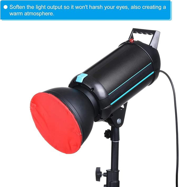 PATIKIL 7" 18cm Soft Diffuser Lamp Cover, 2 Pack Cloth Diffuser Strobe Reflector Lamp Sock for Flash Light Beauty Dish Photography Studio, Red