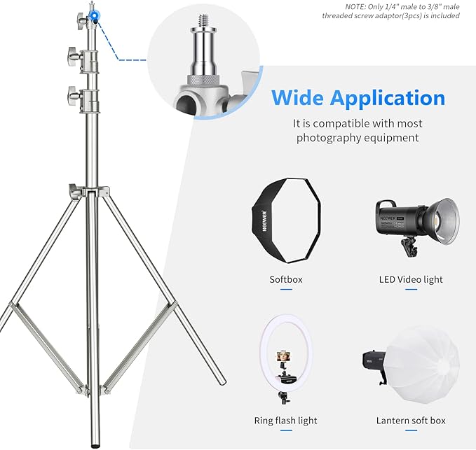 NEEWER Pack of 3 Standard 1/4 to 3/8 Inch Metal Converter Thread Adapter Spigot Stud for Studio Light Stand, Hotshoe/Coldshoe Adapter, Ball Head, Wireless Flash Receiver, Trigger - ST23