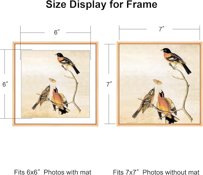 7x7 Picture Frame, Gold Metal Square Photo Frames with HD Glass, Fits 6x6 with Mat or 7 x 7 without Mat, Display for Wall and Table, 1 Pack