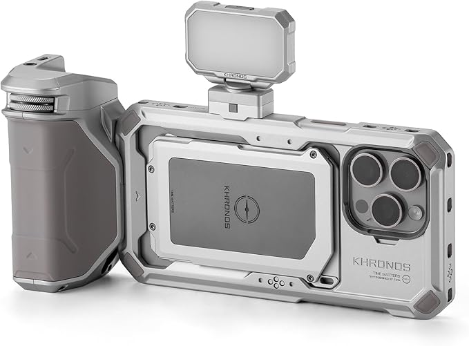 Tilta Khronos Basic Kit Compatible with iPhone 15 Pro Max - Titanium White | Phone Case, Cooling Fan, ND Filter, PD Focus Handle