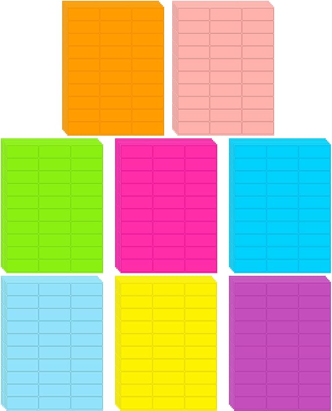 Zhanmai 1200 Pieces Assorted Fluorescent Address Labels Neon Fluorescent Colored Labels Printable Address Stickers for Return Mailing Shipping Coding Message(1 x 2.63 Inch)
