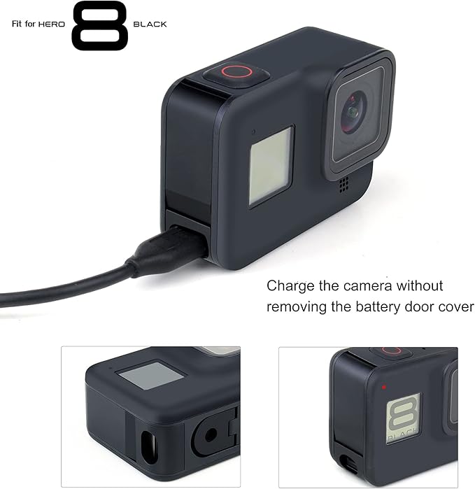 SOONSUN Aluminum Side Door Cover for GoPro Hero 8 Black Removable Replacement Battery Door Cover with Type-C Port for GoPro Hero8 Black, Charging Without Removing Battery Door