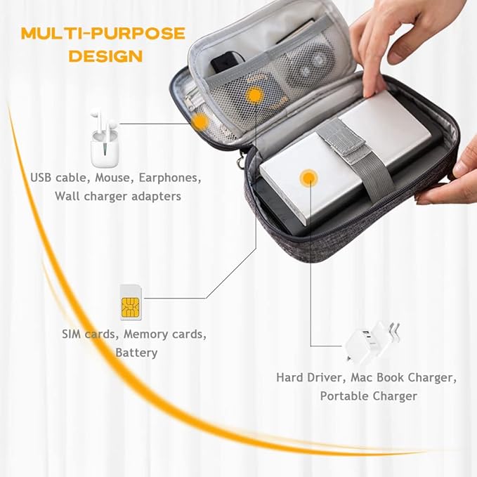 Electronic Organizer Bag Cable Organizer Travel Cord Organizer Case Pouch Portable Carrying Case for Charger Hard Drive Earphone USB SD Card (Red)