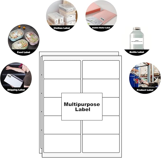 LabelMore 10 up Labels 2'' x 4" Shipping Address Labels for Laser and Inkjet Printers (4,000 Sheets, 40,000 Labels)