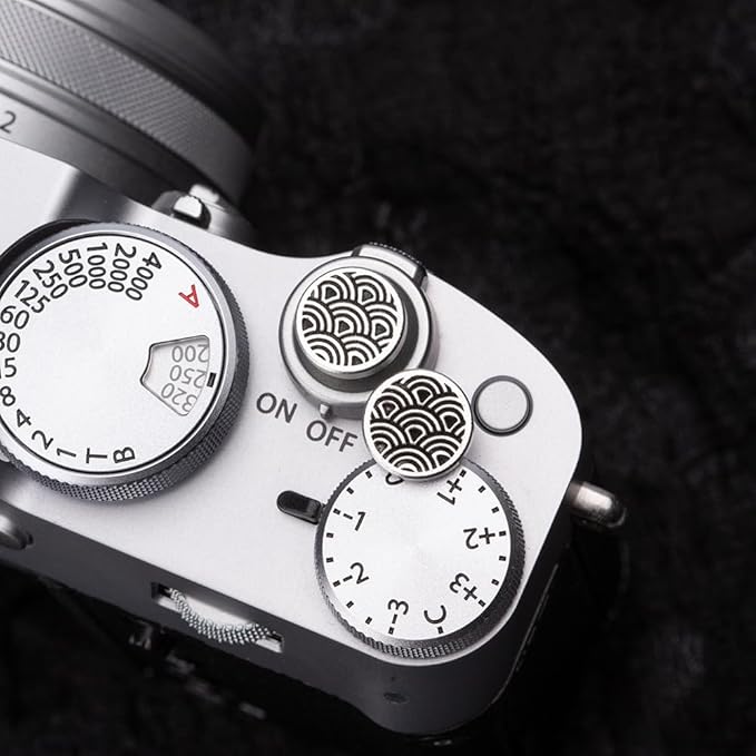 DBZZ Camera Shutter Button for Fuji X-T5 X-T3ii X-T200 X-T4 (2 Silver Waves)