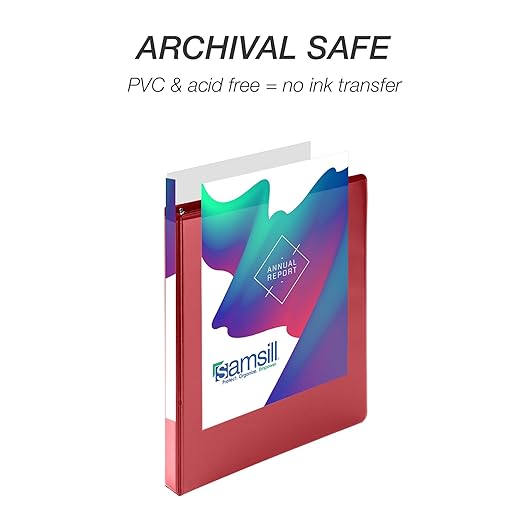Samsill Durable 0.5 Inch Binder, Made in USA, D Ring Binder, FSC 100% Recycled Chipboard, Red, 4 Pack
