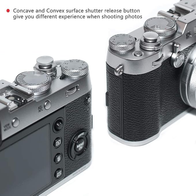 Silver Metal Soft Shutter Release Button,Delicate Camera Shutter Button 11mm Concave 10mm Convex Surface(2 Pack)