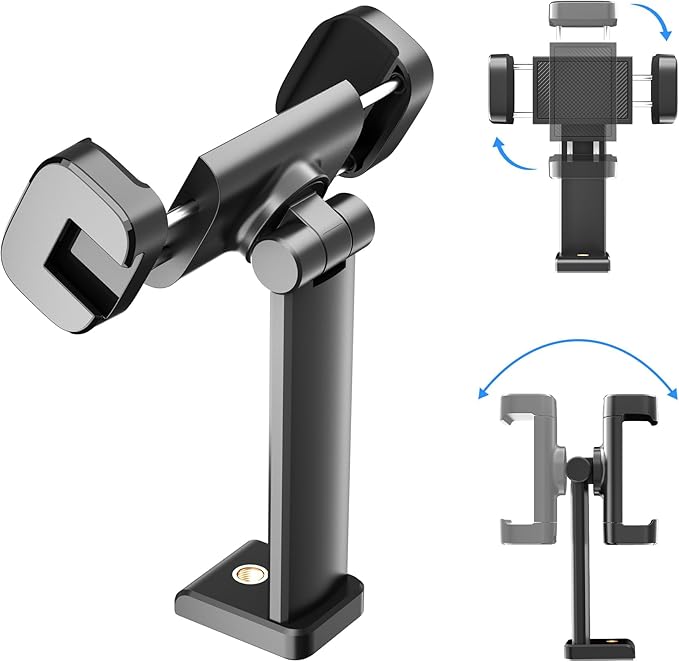 Phone Tripod Mount, Universal Smartphone Mount Adapter with Cold Shoe Mount, 360°Rotates and 180°Tilts Adjustable Cell Phone Clamp for iPhone 17 16 15 14/ Tripod/Selfie Stick/Camera Stand.