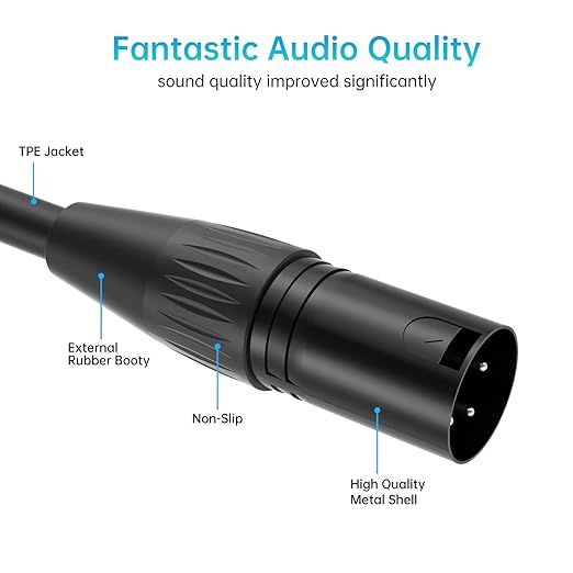 XLR Cable Male to Male, 3 Pin Male to Male Microphone Cable with Oxygen-Free Copper (16ft/5m, 1pack)