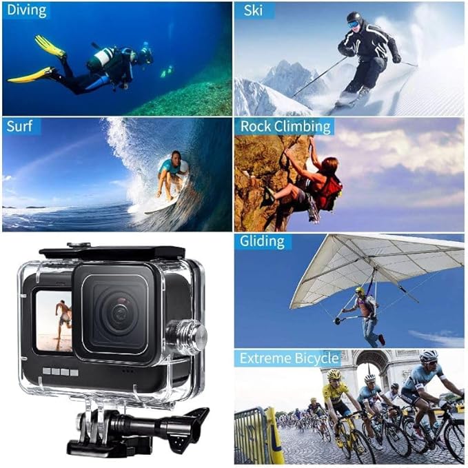 Coyktonty Camera Accessory Kit for Go-pro Hero 12 11 10 9 Black,Storage Case Waterproof Case Protective Film Silicone Cover Diving Filters Anti-Fog Insert