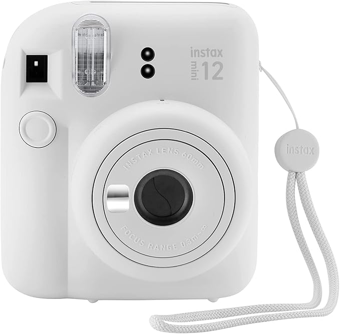 Fujifilm Instax Mini 12 Instant Camera + 60 Photo Prints + Quality Photo Value Bundle, Case, Decoration Stickers, Frames, Photo Album, (Clay White)