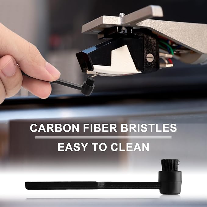2pcs Vinyl Record Cleaning Brush & Stylus Cleaner, Carbon Fiber Turntable Stylus Cleaner Brush Anti-Static Stylus Brush Record Player Needle Brush for Record Turntable Needles Cleaning