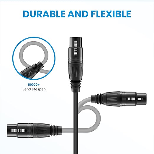Moukey XLR Cables 50ft Microphone Cable, XLR Male to XLR Female Mic Speaker Cable, Black, 3 Pack