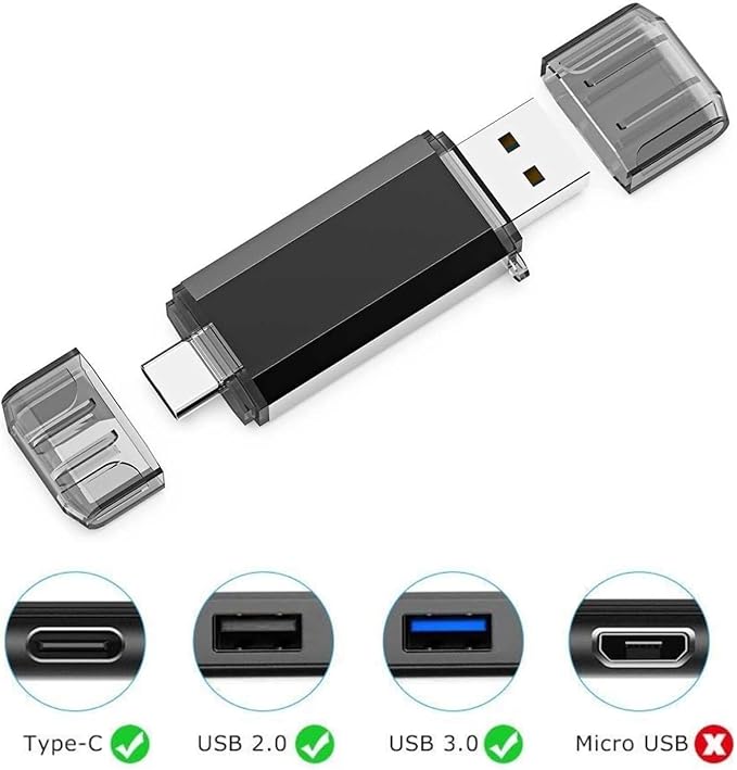 GoRAM 64GB (10 Pack) Dual Drive Go-Stick USB 3.0 + USB-C Type-C Flash Drive for Android Smartphones, Computers, MacBook, Tablets, PC (64GB)