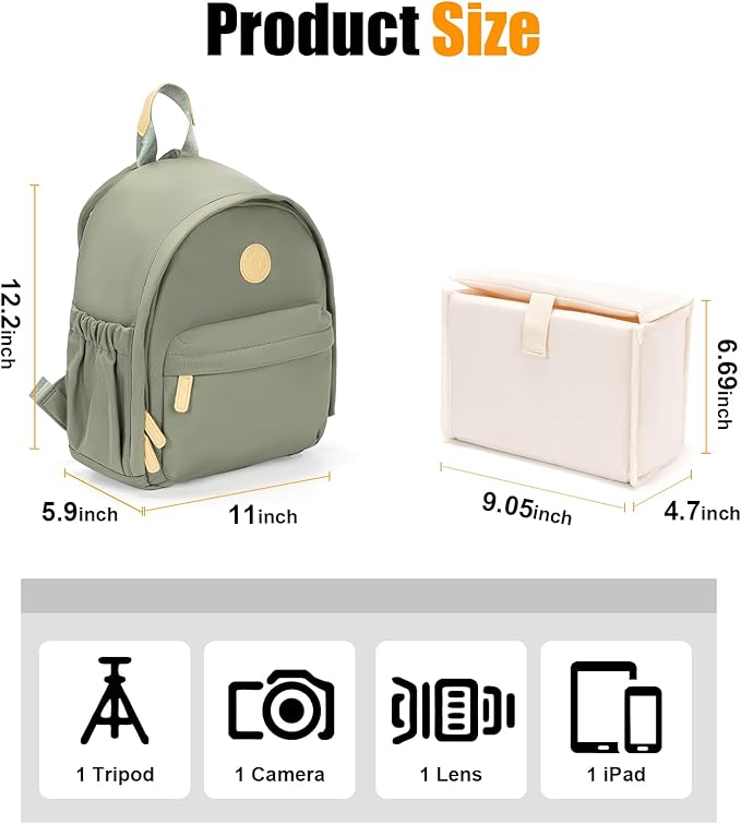 Cwatcun Camera Backpack Bag Small for Women，Stylish DSLR/SLR Camera Bag with Tripod Strap Laptop Compartment and Dividers Lightweight Photograhy Backpack Cute Case for Canon/Nikon/Sony Accessories