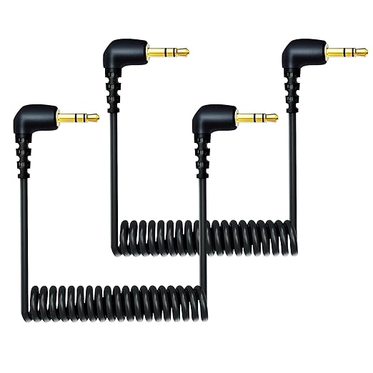 weishan 2-Pack 3.5mm Microphone Cable Compatible with DJI Mic 2 & Rode Microphone Wireless Pro, Coiled Dual 3.5mm TRS Patch Cable Audio Mic Cord for Cameras