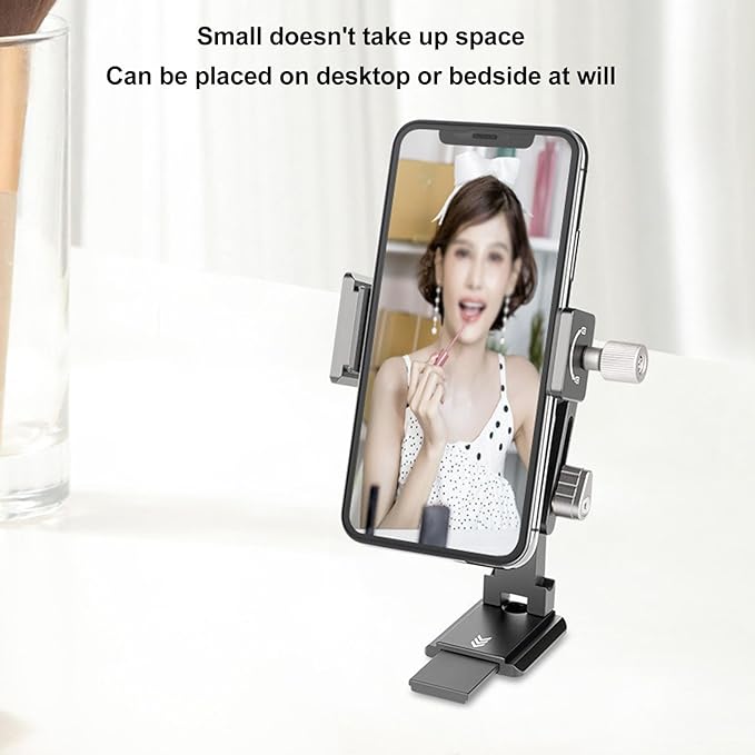 Phone Tripod Mount with Cold Shoe, 64-110mm Adjustable Clamp, Dual 1 / 4in Screw Holes, Universal Smartphone Tripod Adapter for Vlogging and Photography