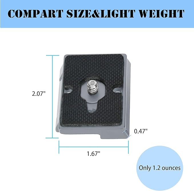 323 Quick Release Plate 1/4" Screw Tripod Camera Compatible for Manfrotto 200pl-14 RC2 Camera Tripod Ball Head 2PCS,Grey