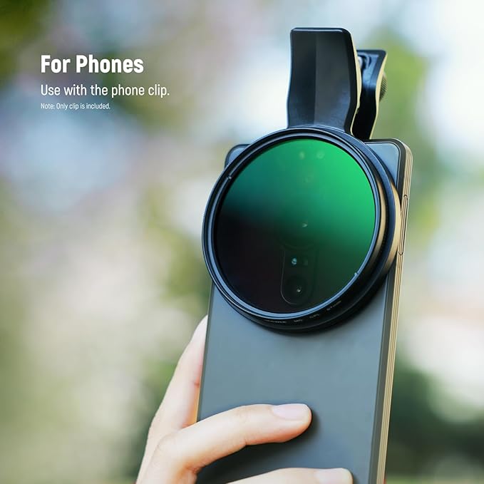 NEEWER 67mm Phone Camera Lens Filter Clamp, Adjustable Threaded Filter Clip Mount with Nonslip Rubber Pads, Compatible with Samsung Galaxy Google Pixel Huawei Xiaomi, LA008