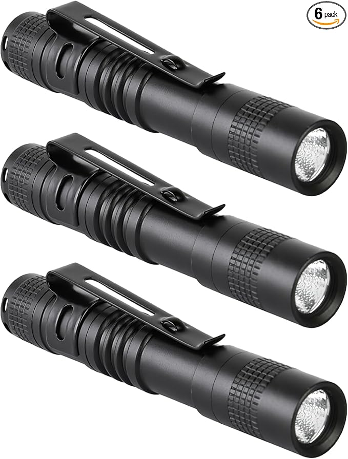 Mini Flashlight, AAA Small Pen Light with Clip, Portable 500lm Pocket Pen Flashlight for Inspection Repair Outdoor Emergency (3 Pack, Black, 3.5")