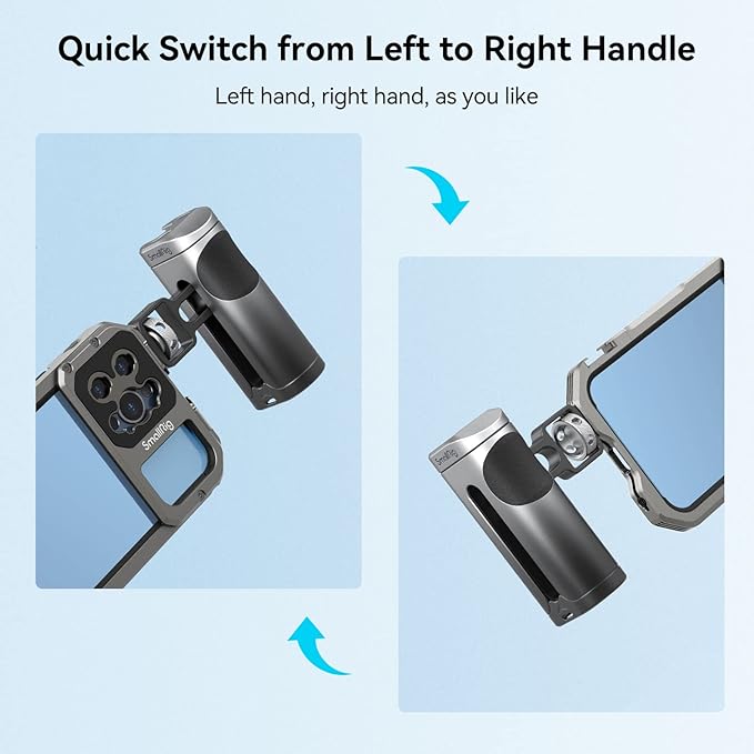 SmallRig Mini Side Handle for Phone Cage Smartphone Video Rig with 1/4''-20 Threads and Cold Shoe, Up and Down Adjustable - 3894