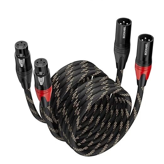 XLR Cables, Microphone Cables Male to Female 50ft 2Packs, XLR Speaker Cable Nylon Braided 3 Pins Mic Cable
