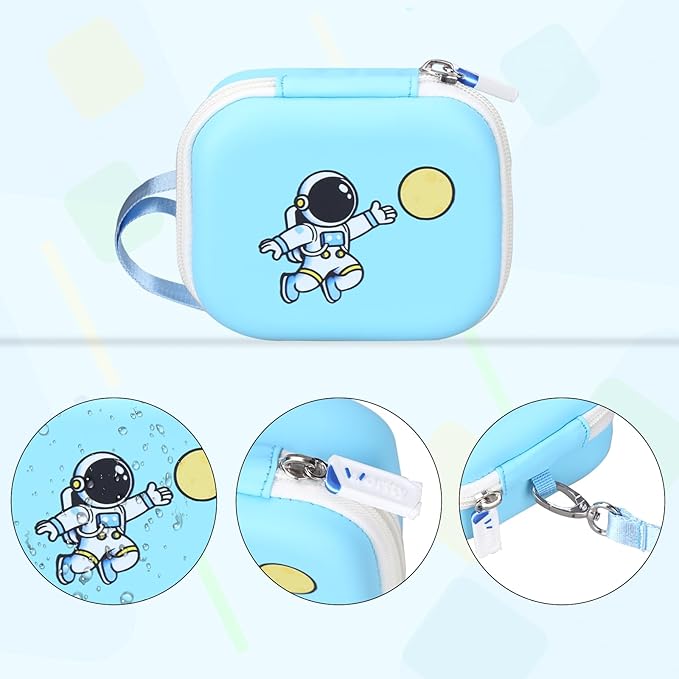 Kids Camera Case Compatible with Seckton/Desuccus/Goopow/Dylanto/Desuccus/DITUPAN/GKTZ/masterbee/Hangrui Digital Video Camera Toys Camcorder Storage Holder Carrying - Light Blue Astronaut(Case Only)
