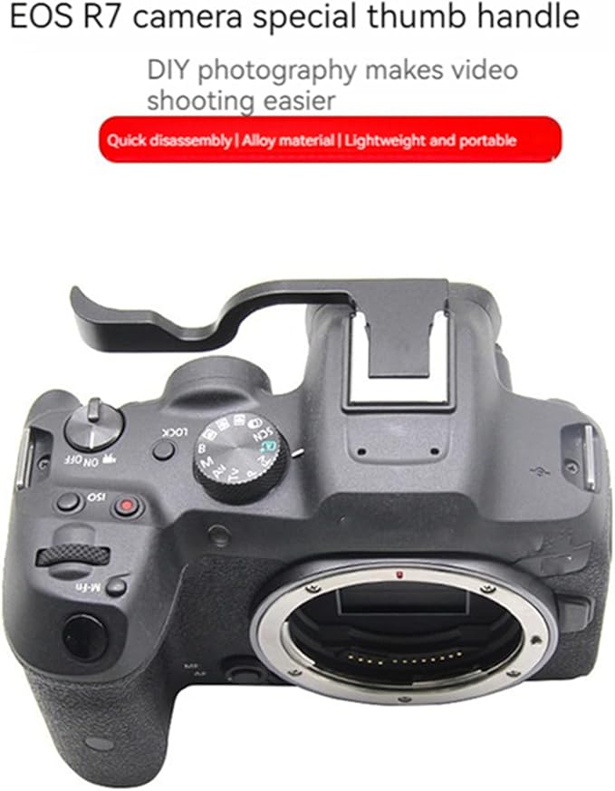 Metal Camera Hot Shoe Thumbs Up Grip Handle Grip Compatible with Canon EOS R7/R8/R50/R6II Top Finger Hand Grip Quick Release Plate(Black)