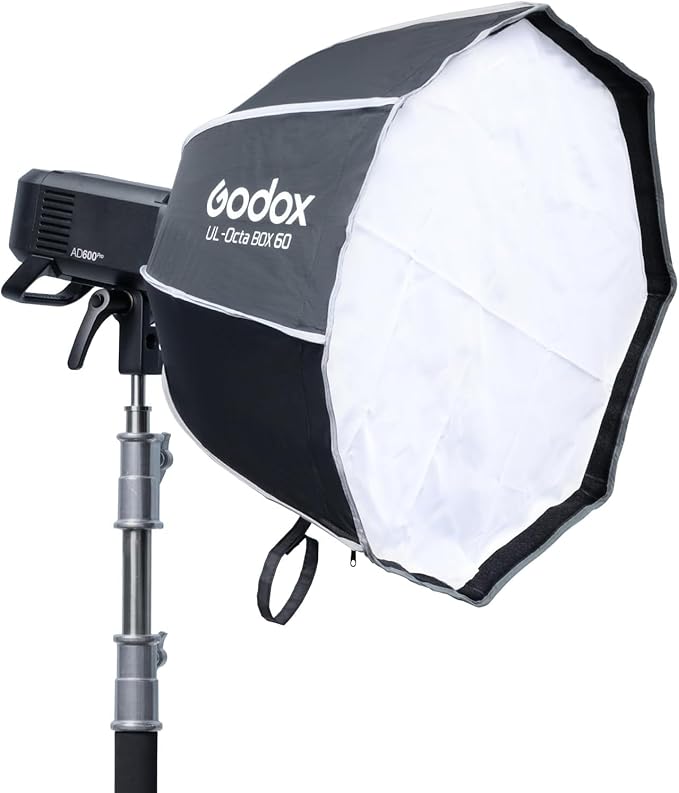 Godox UL-Octa 60cm Quick Release Octagonal Softbox, Foldable 24" Octabox Fast Setup, Universal Bowens Mount Soft Box with Diffusers/Honeycomb Grid for Portrait Photgraphy Studio Monolight Video Light