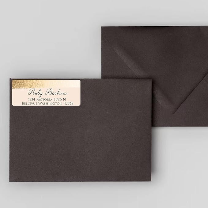 LINMAGCO Personalized Return Address Labels Gold 500 Pcs Mail Labels for Envelopes Weddings Self Adhesive Rectangle Elegant Name Stickers……