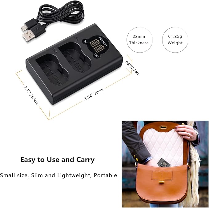 EN-EL15 Battery Charger, PHOLSY Dual USB Charger EN-EL15 Camera Battery Charger MH-25 MH-25a for EN-EL15c EN-EL15b EN-EL15a Battery Compatible with Nikon Z5 Z6 Z7 D850 D780 D750 D610 D7500 D810 D7000