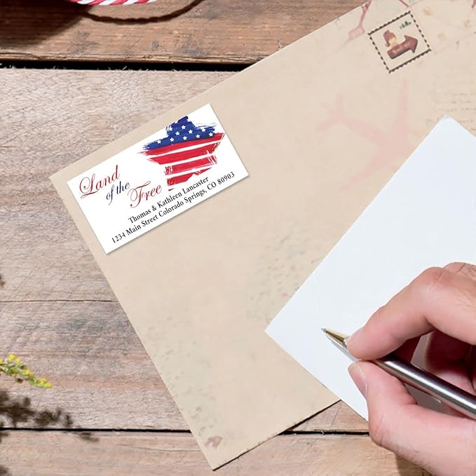 Colorful Images Patriotic Star Return Address Mailing Labels, Personalized in The USA with Names & Addresses, Set of 144 Self Adhesive, Easy Peel Flat Label Sheets, 1¼” x 1⅛”, 1 Design