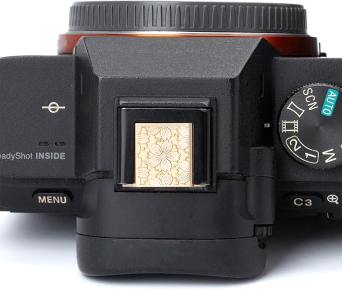 Floral Pattern Camera hot Shoe Cover Shutter Button for Sony A1 A7C A7CR A7CII A7M2 A7M3 A7R4 A7R5 A7S3 A6700 A6600 A6500 (Copper Alloy-Hot Shoe Cover)