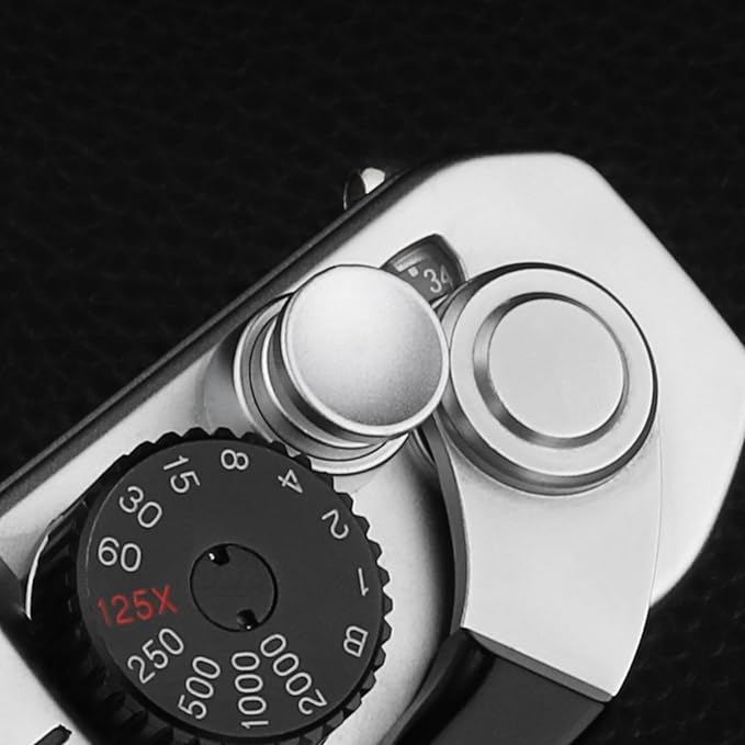 Haoge Metal Shutter Release Button for Fujifilm XE4 XE2 XE2S XE3 XT4 XT2 XT3 XT10 XT20 XT30 X-T30 XPro1 XPro2 xx-pro3, Leica M Type240 M-Monochrom, Hasselblad 503CW Concave Silvery Gray