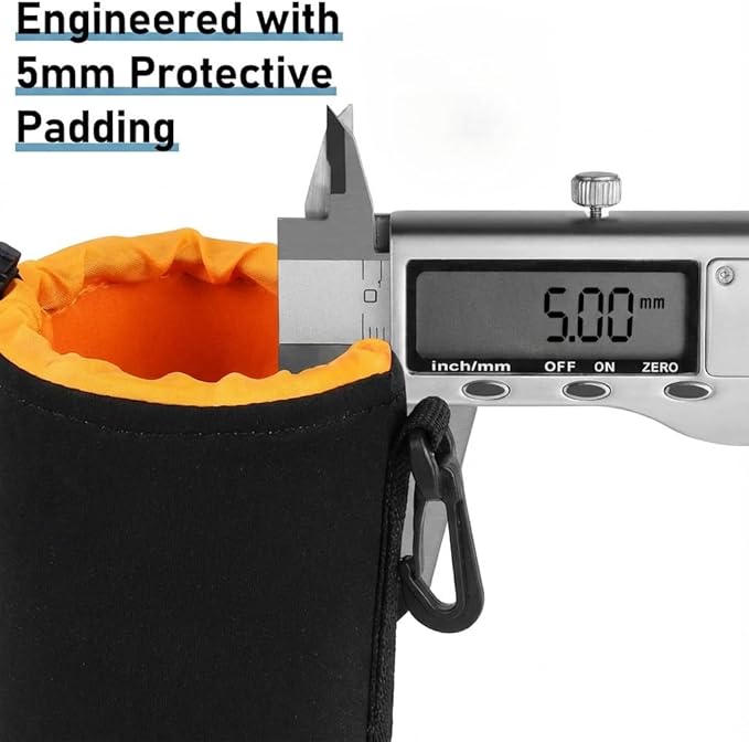 AIToWisely Large Camera Lens Pouch, Thick Protective Neoprene Bag Storage Cover Case with Drawstring Design, Soft Plush Interior, Compatible for Canon, for Nikon, for Sony DSLR Lenses (L Size)