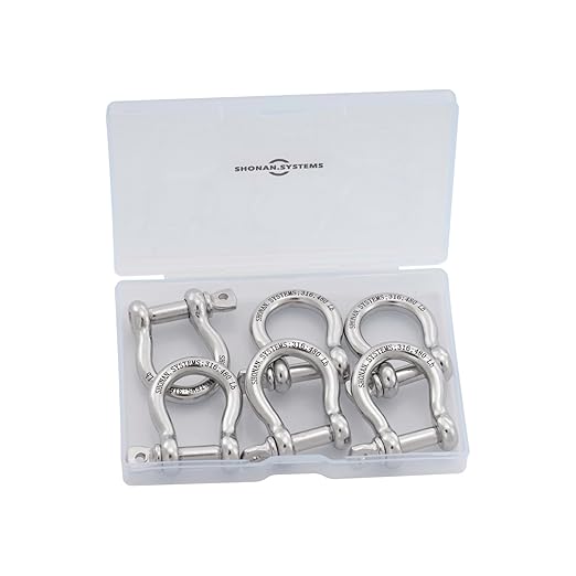 SHONAN 1/4" Small Bow Shackles, Marine Grade D Ring Shackle, 6 Pcs Stainless Steel Shackles Screw Shackles for Chain or Strap, 480 Lbs Capacity