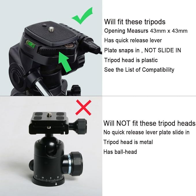 2 Pack Tripod Quick Release Plate Camera Mount Adapter Replacement for Amazon Basics 60" Velbon CX-444 CX-888 CX-460 CX-460mini CX-470 CX-570 CX-690 DF-50 VCT-D580RM VCT-D680RM VCT-R640