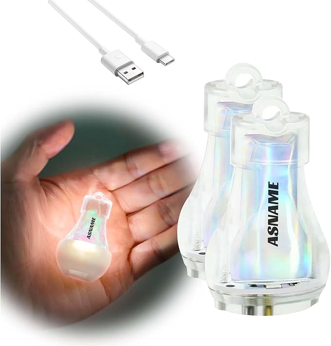 Mini Lantern LED Flashlight, Small Keychain Flashlight Rechargeable USB, Waterproof Pocket Purse Light with Magnetic for Camping Nighttime, EDC Gear Tools Keychian Light (Warm White-2Pcs)